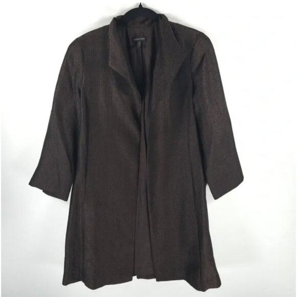 EILEEN FISHER SILK/ORGANIC COTTON Raised Crinkle 3/4 Sleeve Open Jacket Size XS - Picture 1 of 9